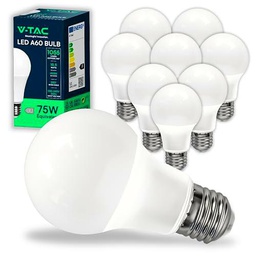 V-TAC 10x Bombillas LED E27, Edison - A60 10,5W (Equivalente a 75W)