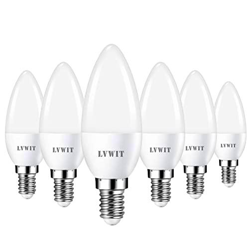 LVWIT Bombillas LED E14, Bombilla de Vela, 6.5W Equivalente a 60W