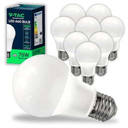 V-TAC 10x Bombillas LED E27, Edison - A60 10,5W (Equivalente a 75W)