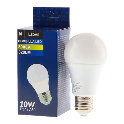 M Ledme - Bombilla Led E27 A60 10W, (Eq. 90W), Luz blanca Fría (6000k)