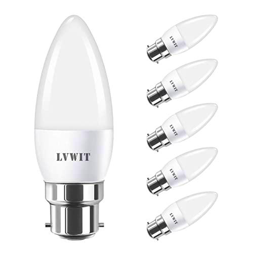 LVWIT Bombillas C37 LED B22, 470 lúmenes - 5W Equivalente a 45W