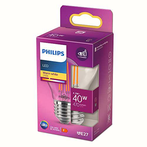 Philips - Bombilla LED Cristal, 40W, E27, Filamento