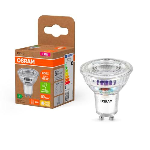 OSRAM Energy Class PAR16 con 3,3 W, 600 lm, blanco cálido (2700 K) de vidrio transparente sin plomo con casquillo GU10 en A