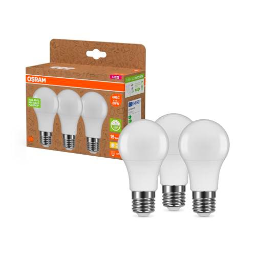 OSRAM LÁMPARAS LED, forma de bombilla clásica A hecha de plástico reciclado