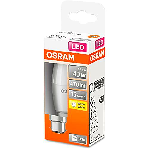 OSRAM LED Star Classic B40, lámpara LED esmerilada en forma de vela