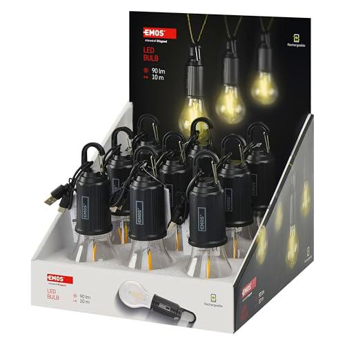 EMOS 9 bombillas LED recargables, impermeables, funciona con pilas