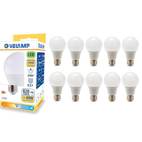 Velamp Bombilla LED, estándar A60, casquillo E27, 9W (806 lúmenes equivalentes a 60W)