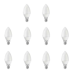 Pack 10 Unidades Bombilla LED C30 Rosca E14 No Dimmable Vela Luz Fría (6000K) E14 de encendido ultrarrapido