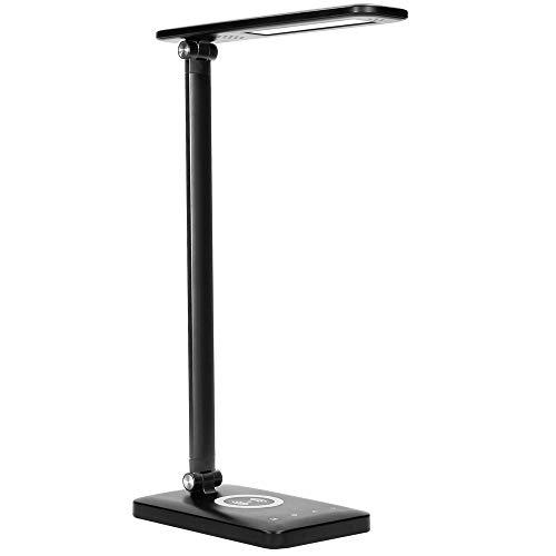 Orno Wirle Led Lámpara Escritorio Con Cargador Inductivo y USB Con Luz Nocturna 7W (Negra)