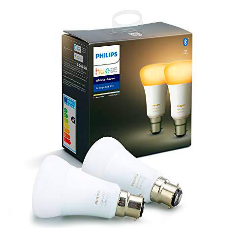 Philips Hue Pack de 2 Bombillas Inteligentes LED B22