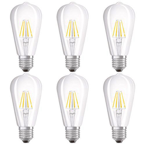 Osram Retrofit Cl Edison Bombilla LED E27, 6 W, Blanco