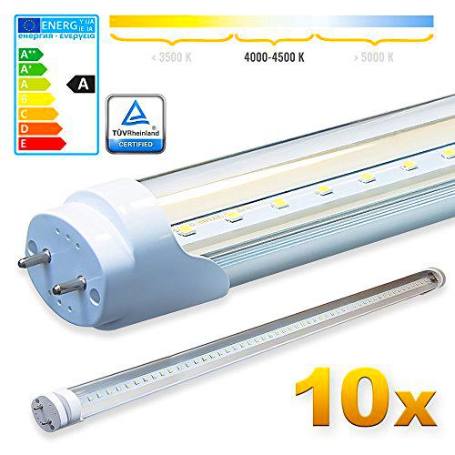 LEDVero 10x SMD LED Tubo 100cm certificación TÜV - en blanco neutro T8 G13 tubo Revestimiento transparente