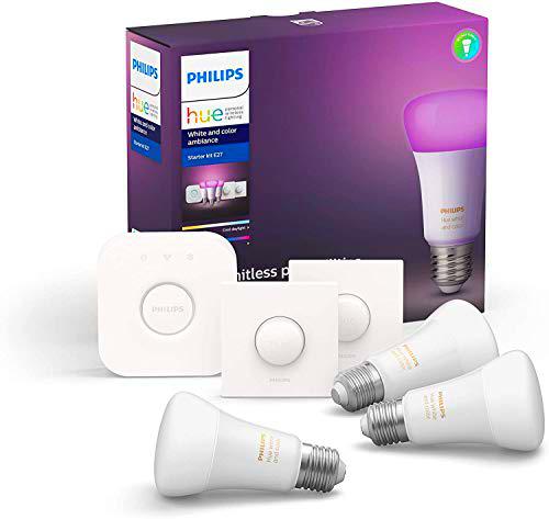 Philips Hue Pack de 3 Bombillas Inteligentes LED E27