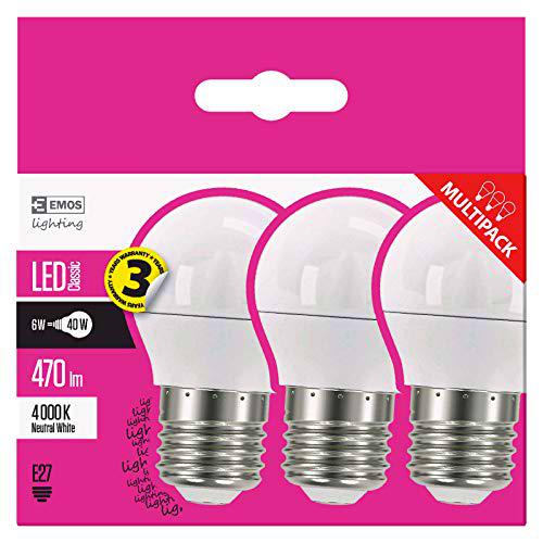 EMOS Bombilla LED de 6 W / reemplaza una bombilla incandescente de 40 W / casquillo E27 / 470 lm / blanco neutro